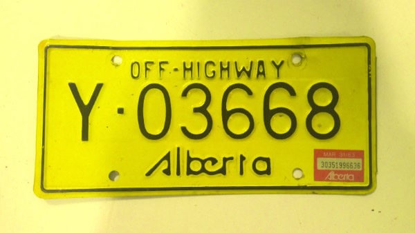 1983 Alberta Off-Highway License Plate for sale