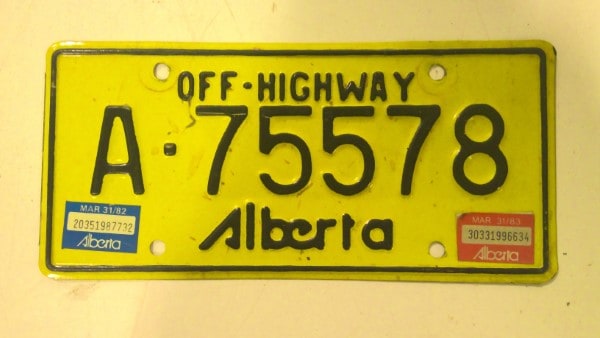 1982 - 1983 Alberta Off-Highway License Plate for sale