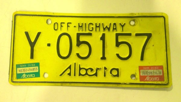 1983 - 1984 Alberta Off-Highway License Plate for sale