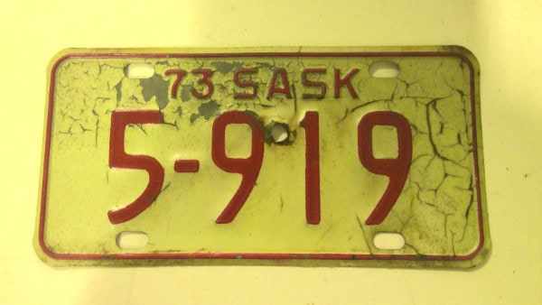 1973 Saskatchewan Motorcycle License Plate for sale