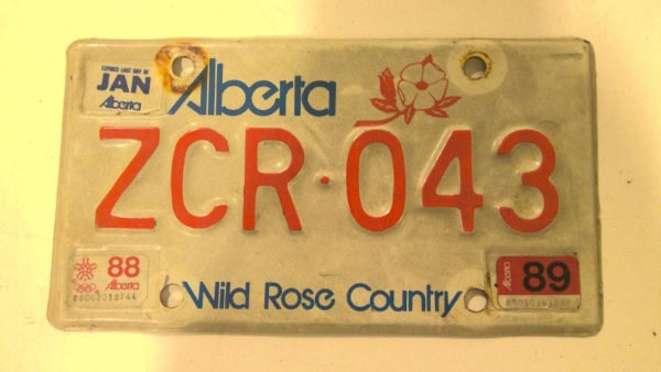 1988 - 1989 Alberta Motorcycle License Plate for sale