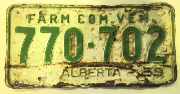 1959 Alberta Farm License Plate for sale