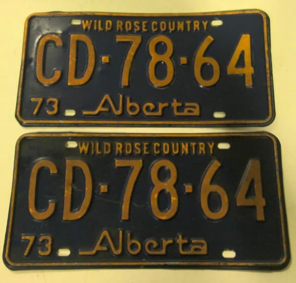 1973 Alberta License Plates - Matching Set for sale