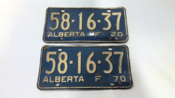 1970 Alberta Farm License Plates - Matching Set for sale