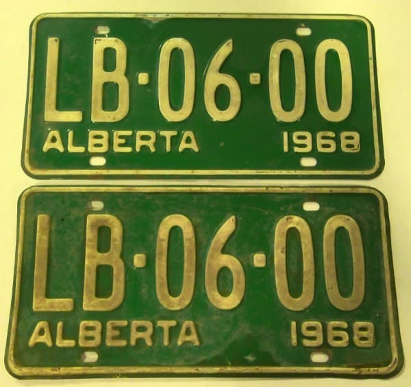 1968 Alberta License Plates - Matching Set for sale