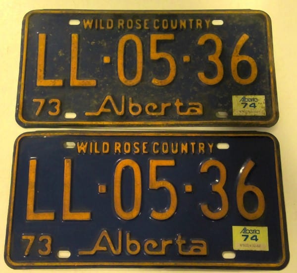 1973 Alberta License Plates - Matching Set for sale