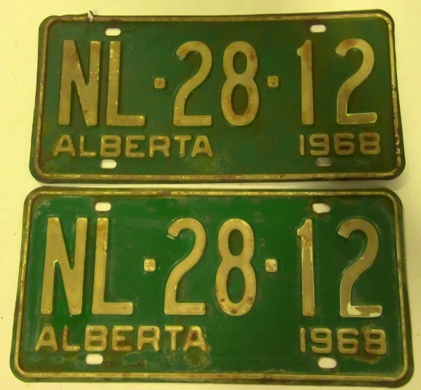 1968 Alberta License Plates - Matching Set for sale