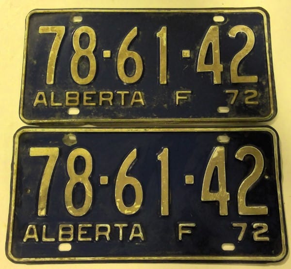 1972 Alberta Farm License Plates - Matching Set for sale