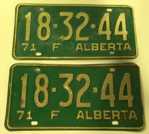 1971 Alberta Farm License Plates - Matching Set for sale