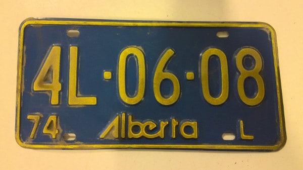 1974 L Alberta License Plate for sale