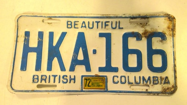 1970s British Columbia License Plate for sale