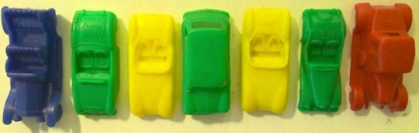 Top view of Vintage MPC Plastic Toy Car Lot Great Britain available on heinventures.ca