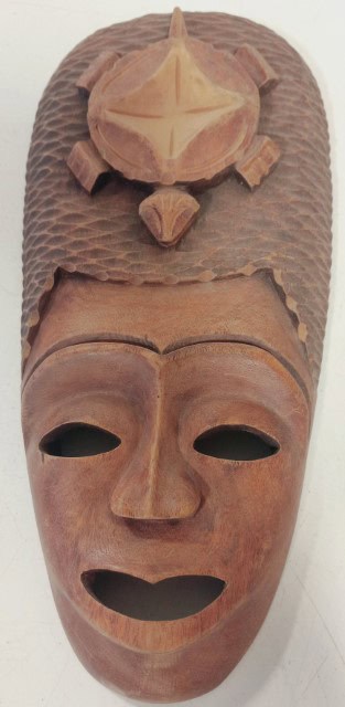 Decorative Wooden Mask with Turtle for sale on heinventures.ca