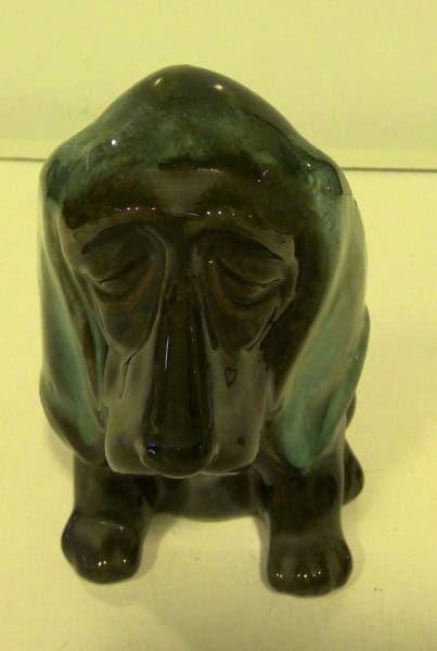 Vintage Canuck Pottery Sad Hound Dog - Basset Hound Coin Bank for sale