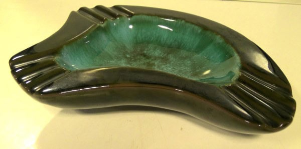 Vintage Blue/Green Drip Glaze Ceramic Ashtray for sale