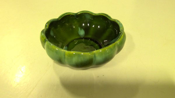 Vintage Blue/Green Glazed Pottery Candy Dish for sale