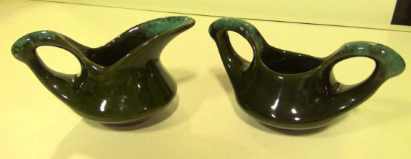 Vintage MCM Creamer and Sugar Bowl Glazed Pottery Set for sale