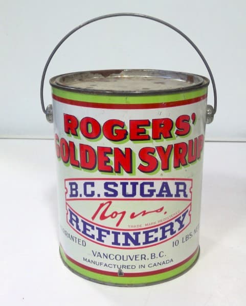 Vintage 10 LB Rogers' Golden Syrup Tin (taller version with smoke) for sale