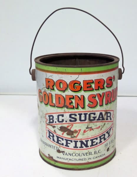 Vintage 10 LB Rogers' Golden Syrup Tin (taller version with smoke) for sale