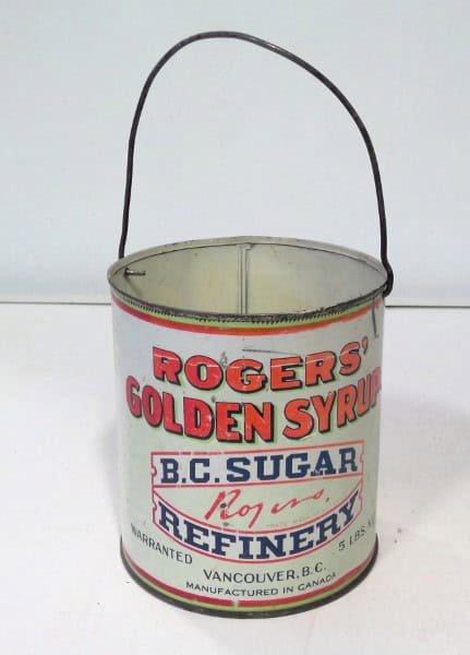 Vintage 5 LB Rogers' Golden Syrup Tin (Old Factory Smoke Version) for sale