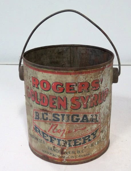 Vintage 5 LB Rogers' Golden Syrup Tin (Old Factory Smoke Version) for sale