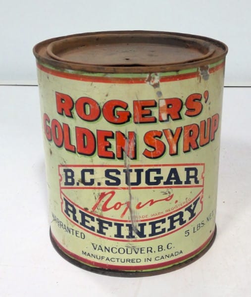 Vintage 5 LB Rogers' Golden Syrup Tin (Old Factory Smoke Version) for sale