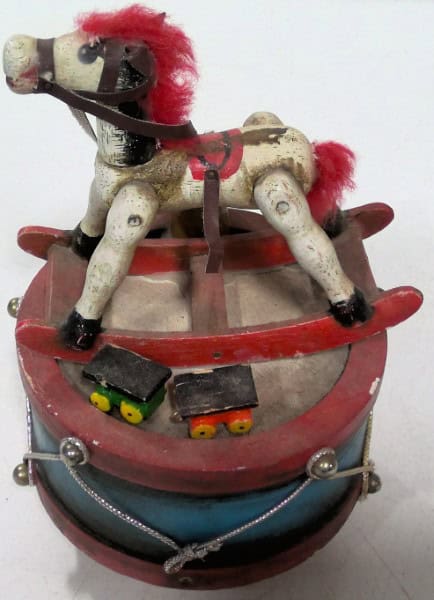 1979 Enesco Rocking Horse on Drum Musical Ornament for sale on heinventures.ca