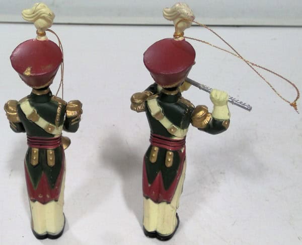 Back of Vintage Marching Band Christmas Ornaments for sale on heinventures.ca