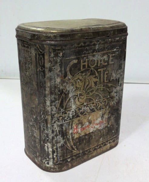 Antique Choice Tea Tin - with Cherub Motif for sale