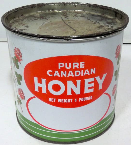 Pure Canadian Honey 4 lb White Tin for sale on heinventures.ca