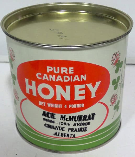 Pure Canadian Honey 4 lb White Tin for sale on heinventures.ca