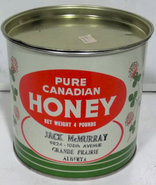 Pure Canadian Honey 4 lb White Tin for sale on heinventures.ca