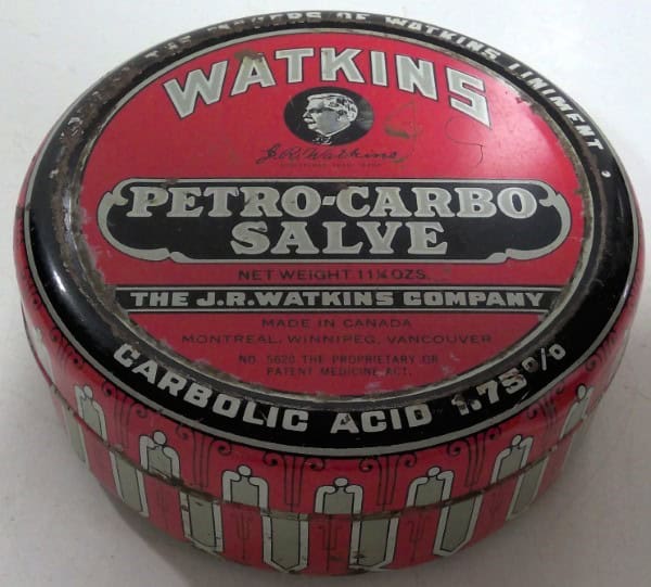 Watkins Petro-Carbo Salve Circular Tin for sale on heinventures.ca