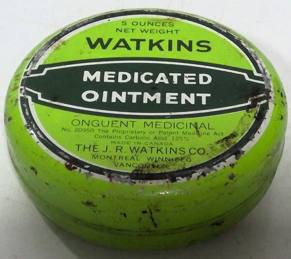 Watkins Medicated Ointment Green Tin for sale on heinventures.ca