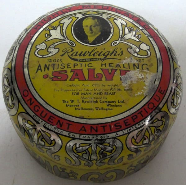 Rawleigh's Antiseptic Healing Salve Tin for sale on heinventures.ca