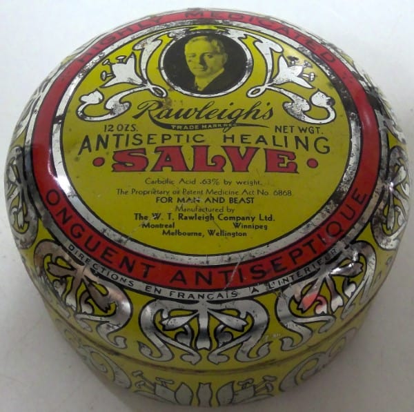 Rawleigh's Antiseptic Healing Salve Tin for sale on heinventures.ca