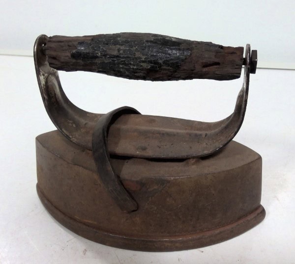 Antique Asbestos 72-B Sad Iron with Housing and Handle for sale