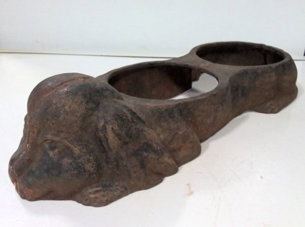 Antique Cast Iron Dog Water and Food Holder for sale