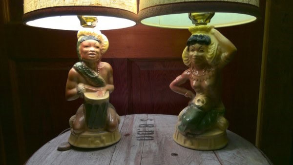 Vintage 1950s Ceramic Hawaiian Hula Girl Lamps for sale