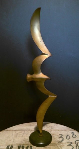 Mid Century Modern Brass Seagull on Stand for sale