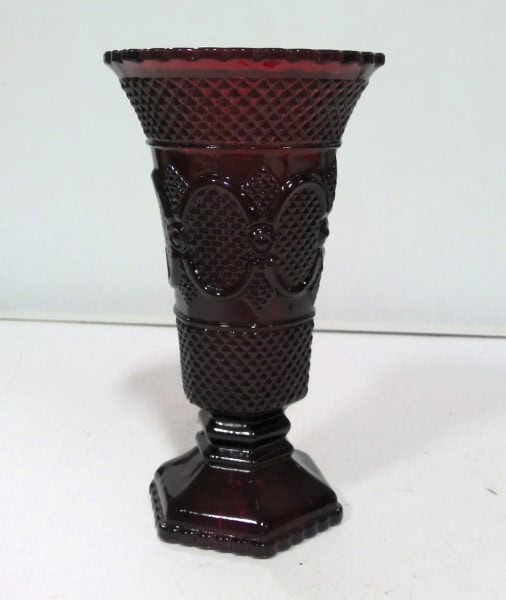 Vintage Avon Ruby Red Cape Cod Glass Vase for sale