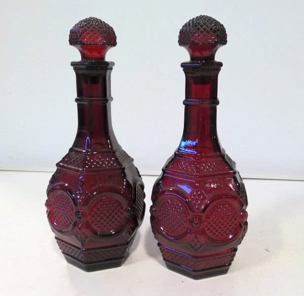 Lot of 2 Avon Ruby Red Cape Cod Decanters with stoppers for sale