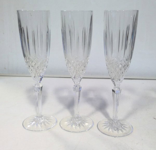 Set of Three Crystal Champagne Glasses for sale on heinventures.ca