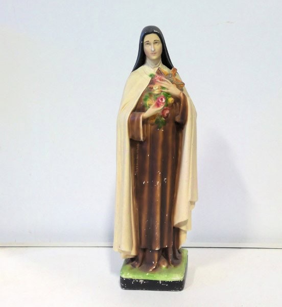 Vintage St. Theresa Chalkware Statue for sale