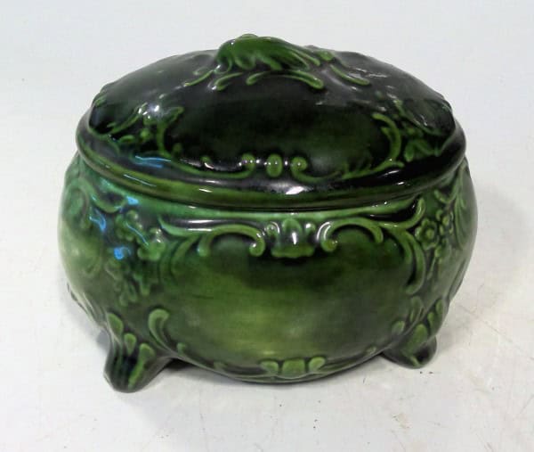 Vintage 1970s Ceramic Green Trinket Dish for sale