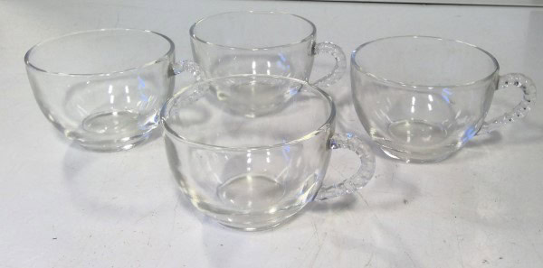 Vintage Set of 4 Clear Glass Small Coffee Cups for sale