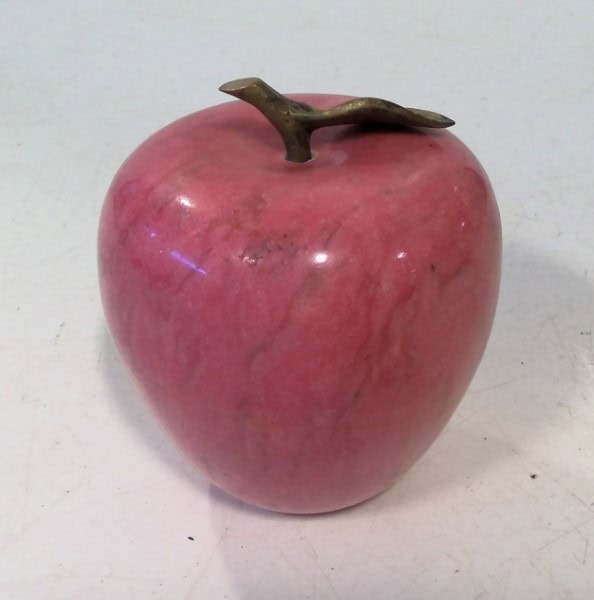 Vintage Pink Stone Apple Paperweight for sale