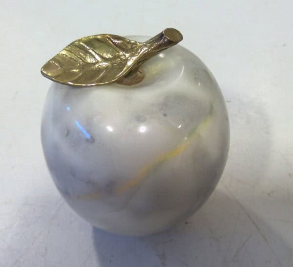 Vintage White Stone Apple Paperweight for sale