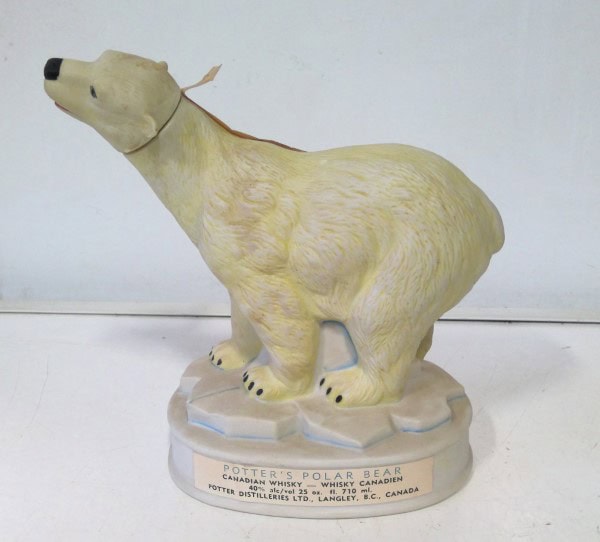 Potter's Polar Bear Canadian Whiskey 1970s Decanter for sale