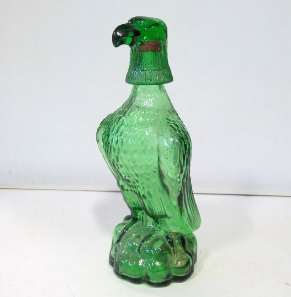 Vintage Green Glass Eagle Liquor Decanter for sale